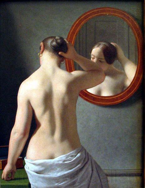 Christoffer Wilhelm Eckersberg Woman Standing in Front of a Mirror